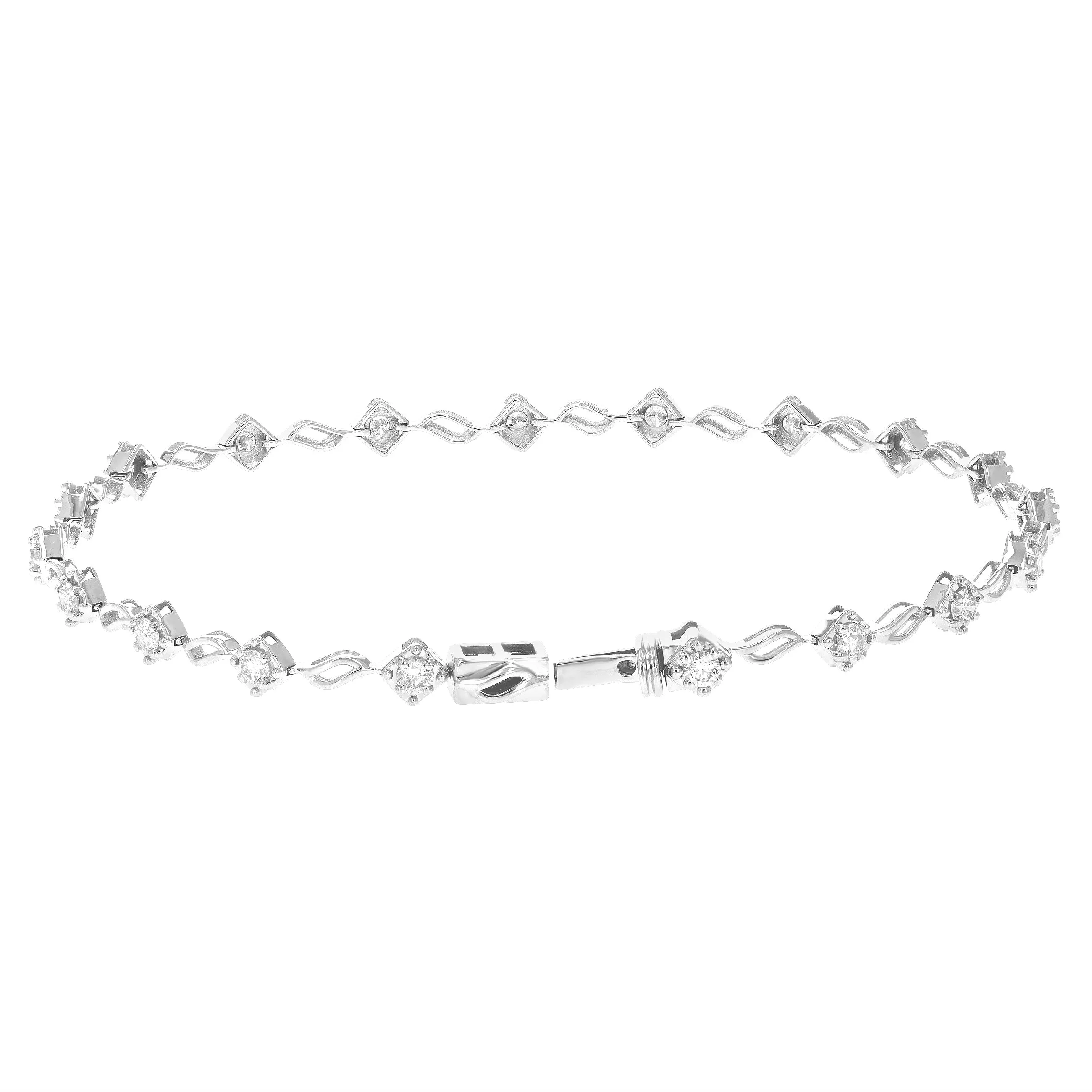 1 cttw Diamond Leaf Shape Tennis Bracelets in 10K White Gold