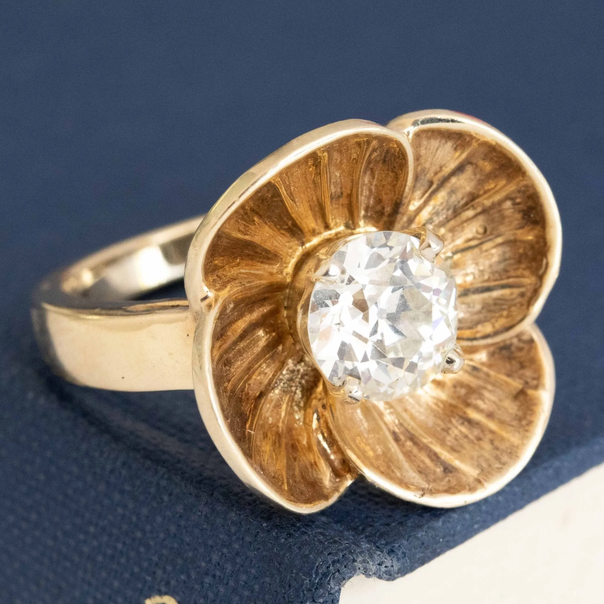 1.49ct Retro Old European Cut Diamond Floral Ring
