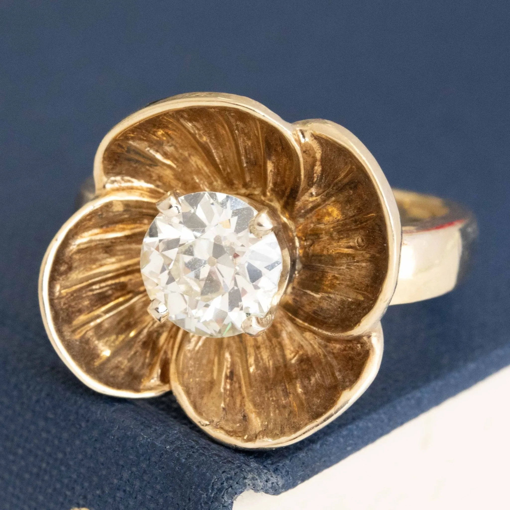 1.49ct Retro Old European Cut Diamond Floral Ring