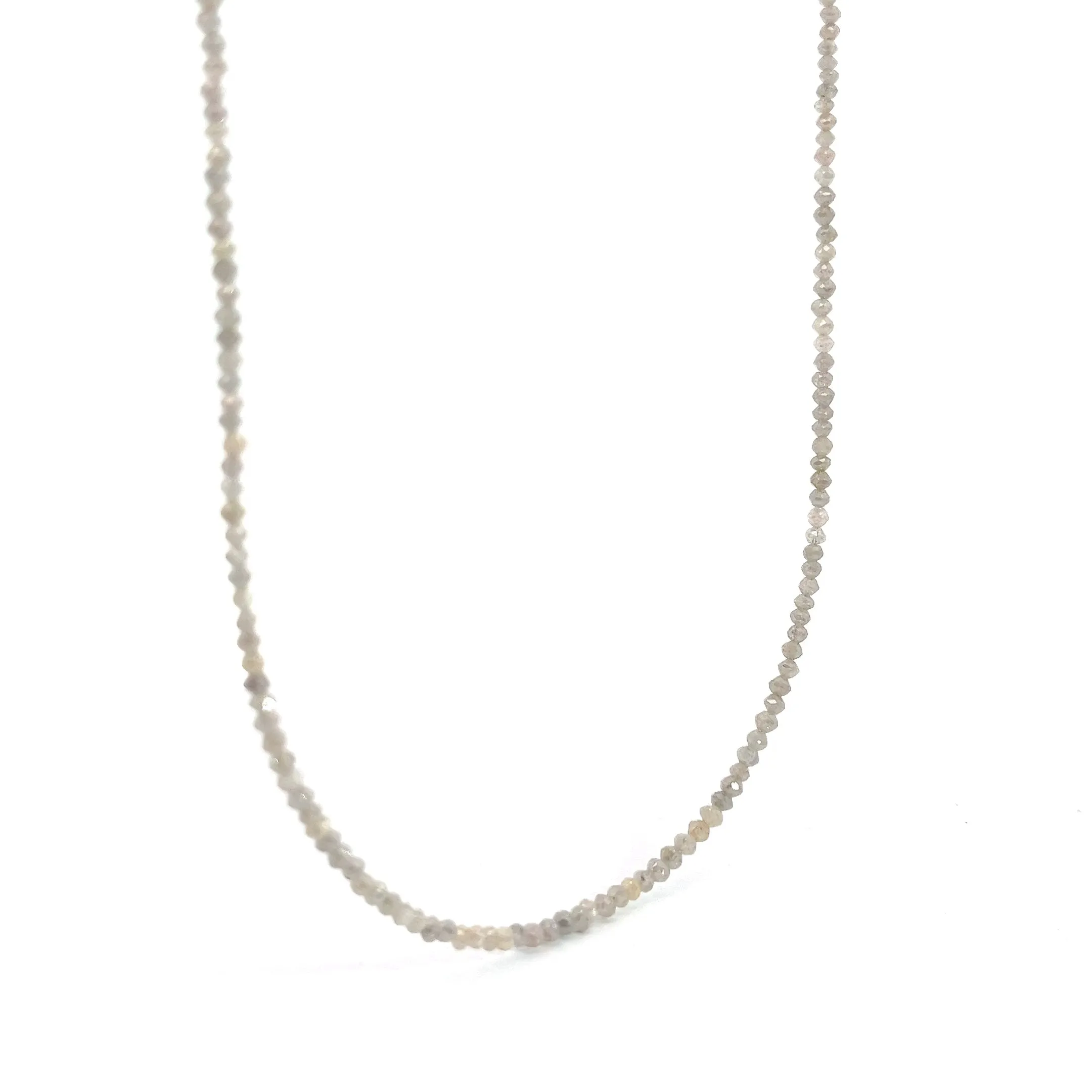14k White Gold 19.55ct White Diamond Beaded Necklace 19.55 inch