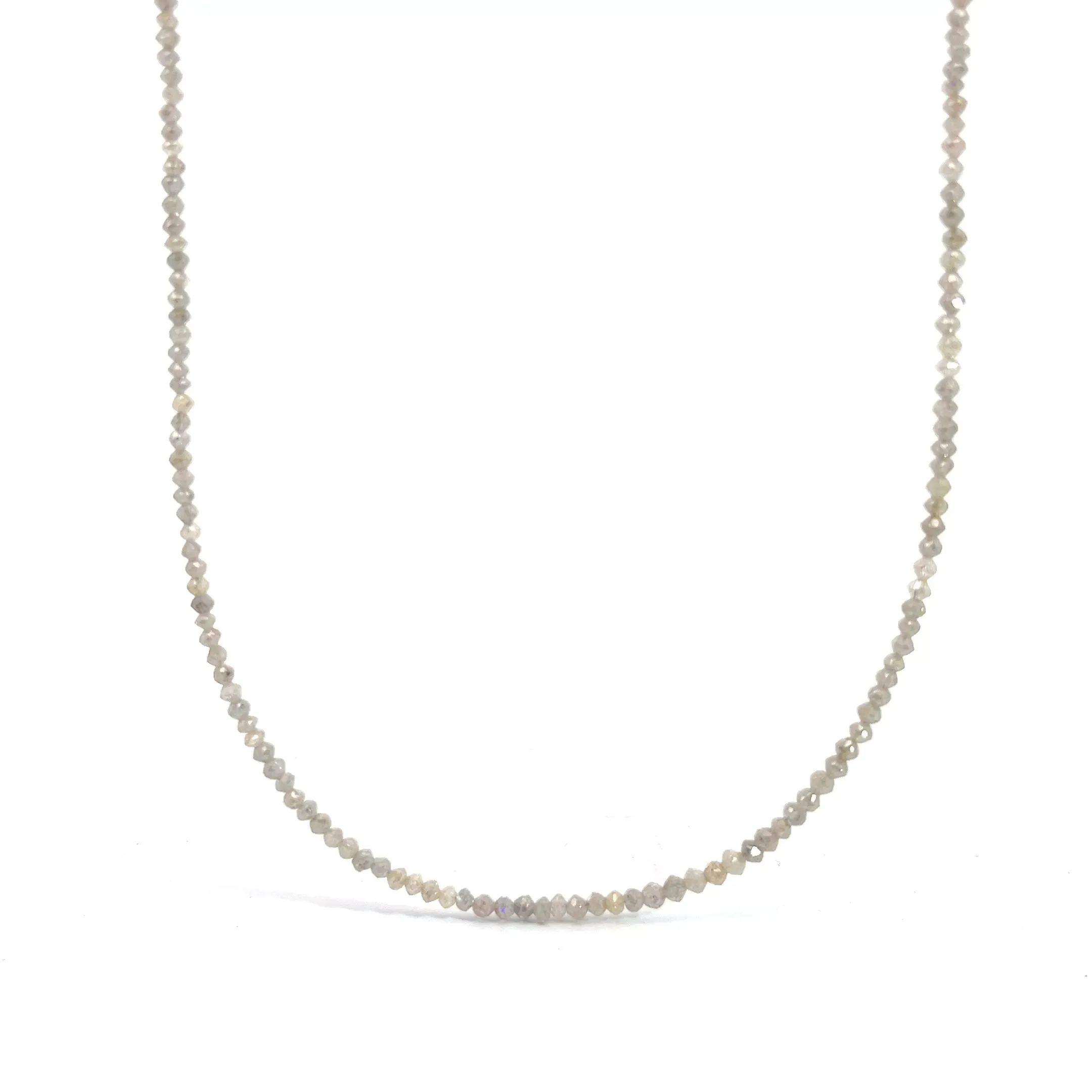 14k White Gold 19.55ct White Diamond Beaded Necklace 19.55 inch