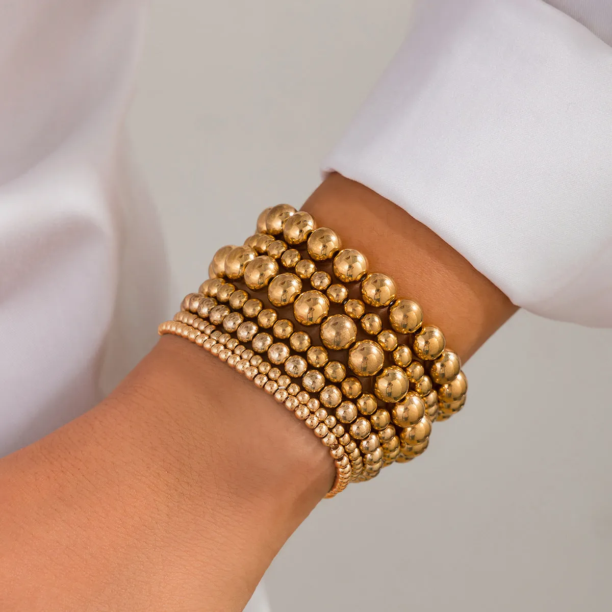 18K Gold-Plated Beaded Stretch Bracelet Set