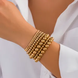 18K Gold-Plated Beaded Stretch Bracelet Set