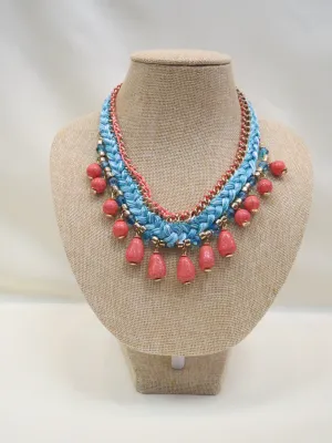 ADO | Coral & Blue Thread Necklace