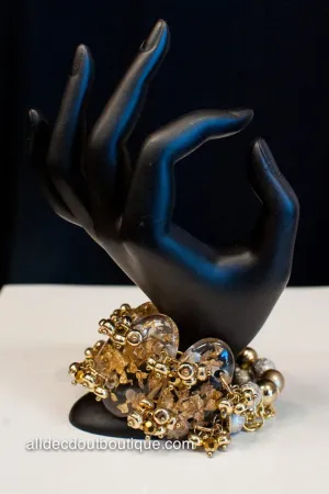 ADO | Gold Beaded Stretch Bracelet with Clear Stones