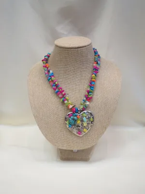 ADO | Multi Color Beaded Necklace with Heart Pendant