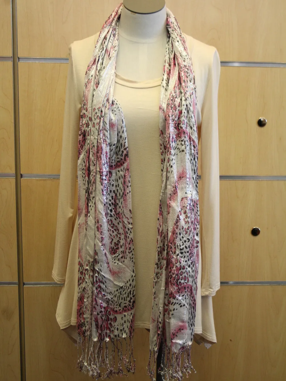 ADO | Wrap Pink and Silver Cheetah Scarf