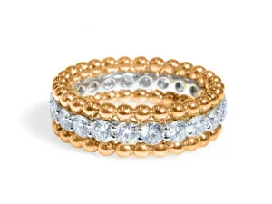 Beaded Three Row Diamond 1.75ct tw Two Tone Ring