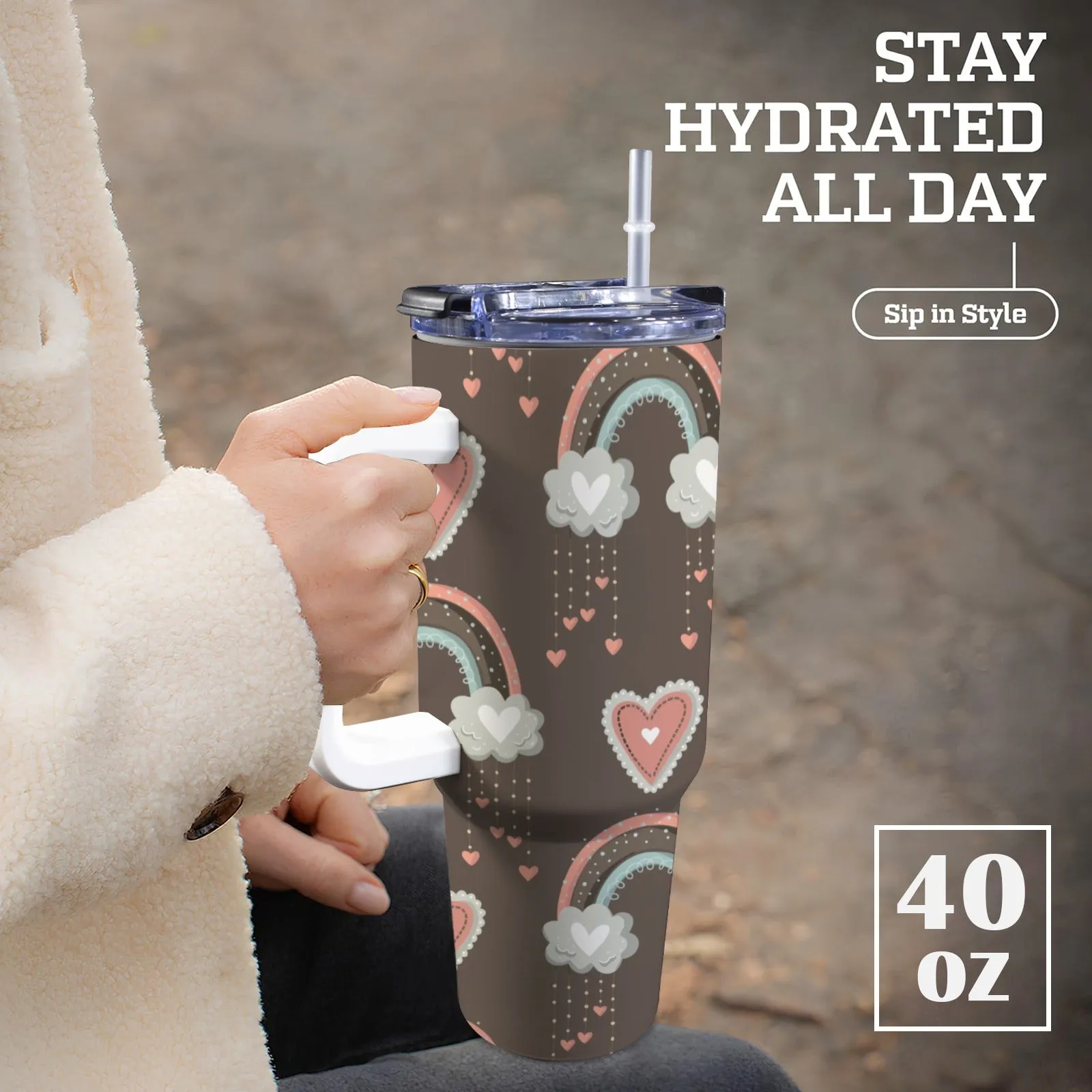Boho Brew Personalized 40oz Tumbler with Handle