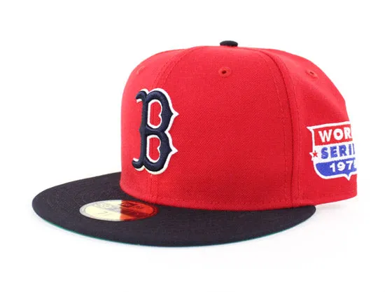 Boston Red Sox 1975 World Series Champion Patch New Era 59Fifty Fitted Hats (RED GREEN UNDER BRIM)