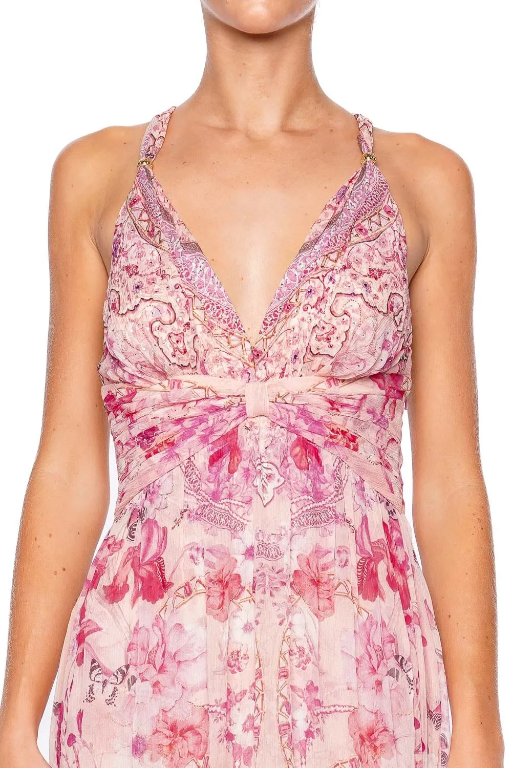 Botanical Novella Gathered Bead Midi Dress