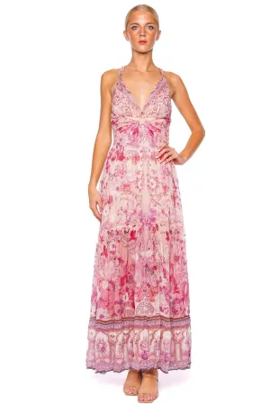 Botanical Novella Gathered Bead Midi Dress
