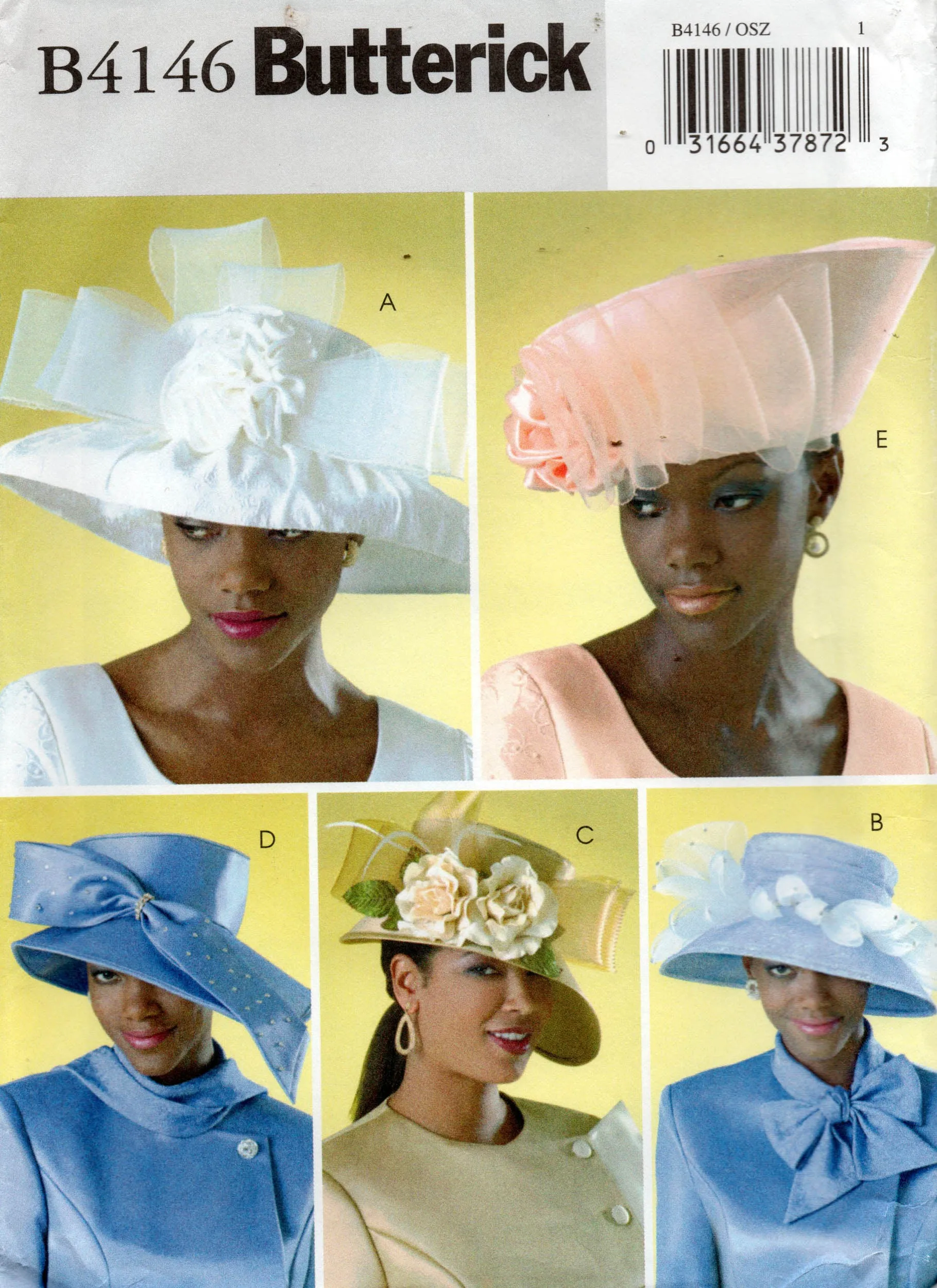 Butterick B4146 Womens Decorated Hats Out Of Print Sewing Pattern UNCUT Factory Folded