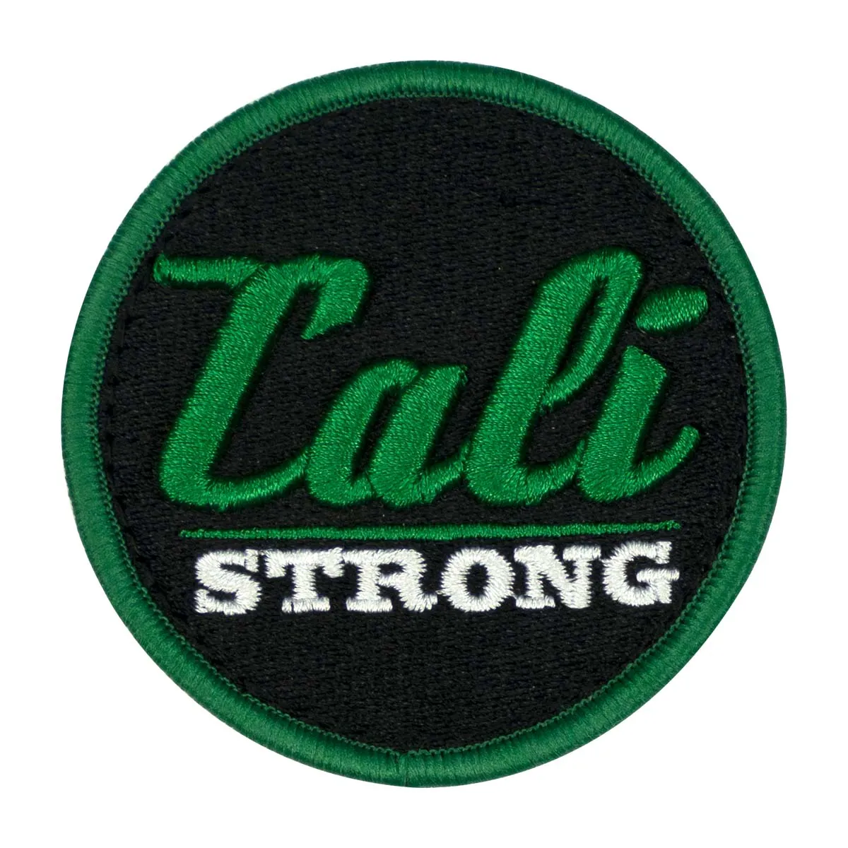 CALI Strong Black Green White Round 3D Hook-and-Loop Morale Patch