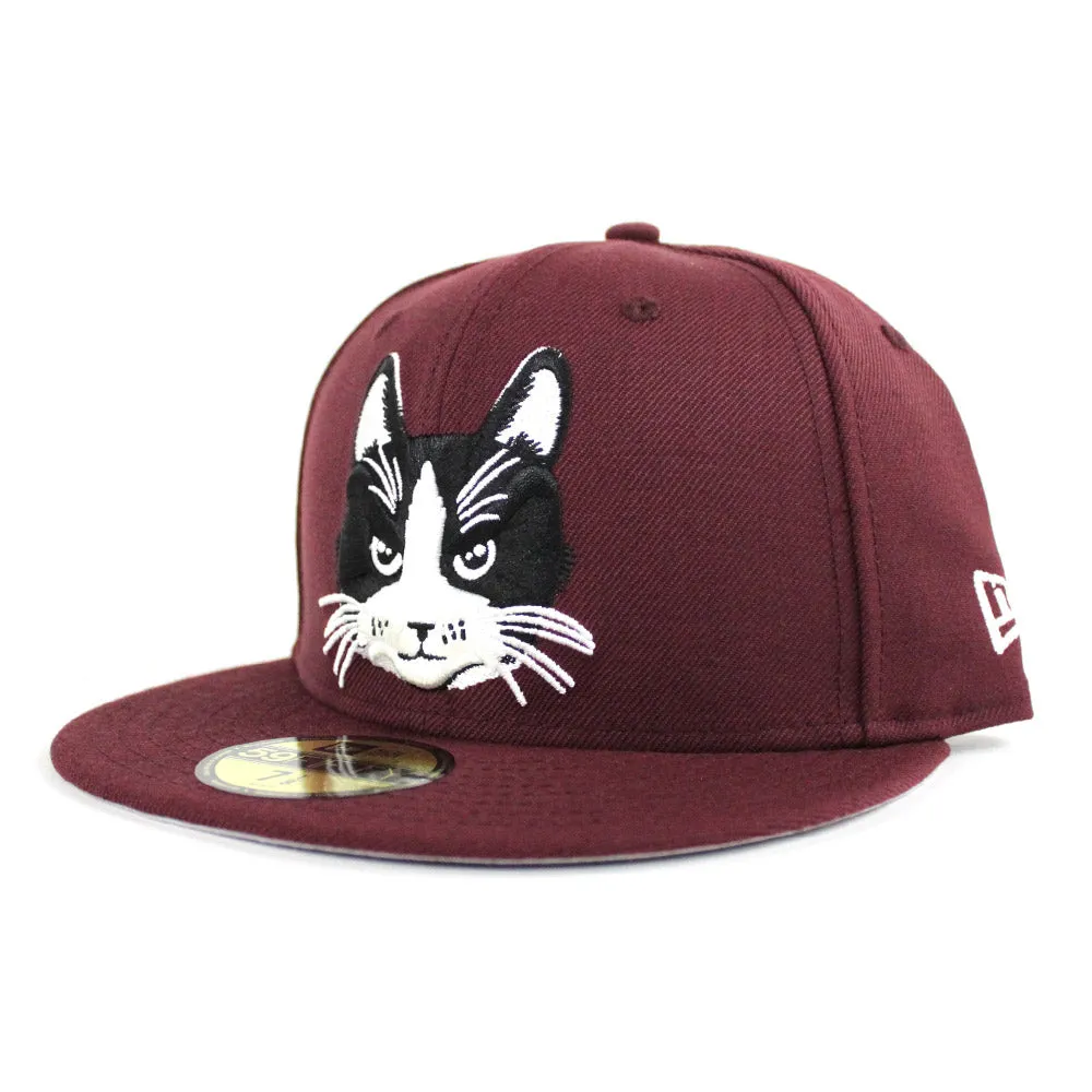 Cat New Era 59Fifty Fitted Hats (Maroon Gray Under Brim)