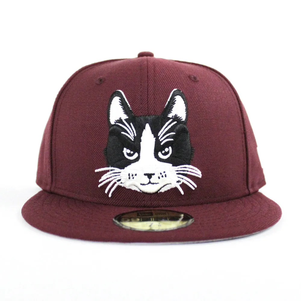 Cat New Era 59Fifty Fitted Hats (Maroon Gray Under Brim)