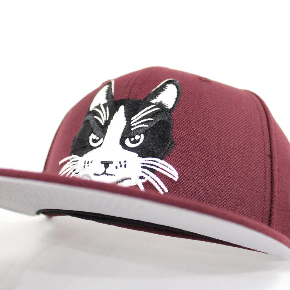 Cat New Era 59Fifty Fitted Hats (Maroon Gray Under Brim)