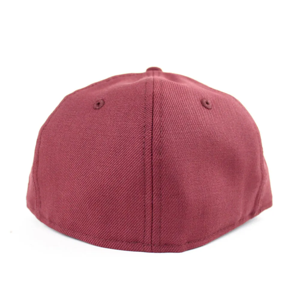 Cat New Era 59Fifty Fitted Hats (Maroon Gray Under Brim)