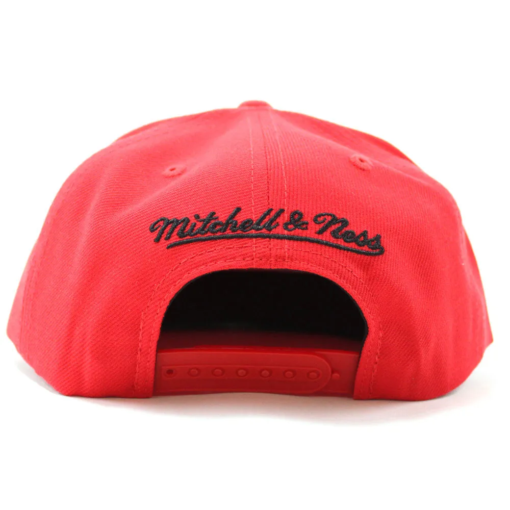 Chicago Bulls Mitchell and Ness Snapback Hat (Red Green Under Brim)