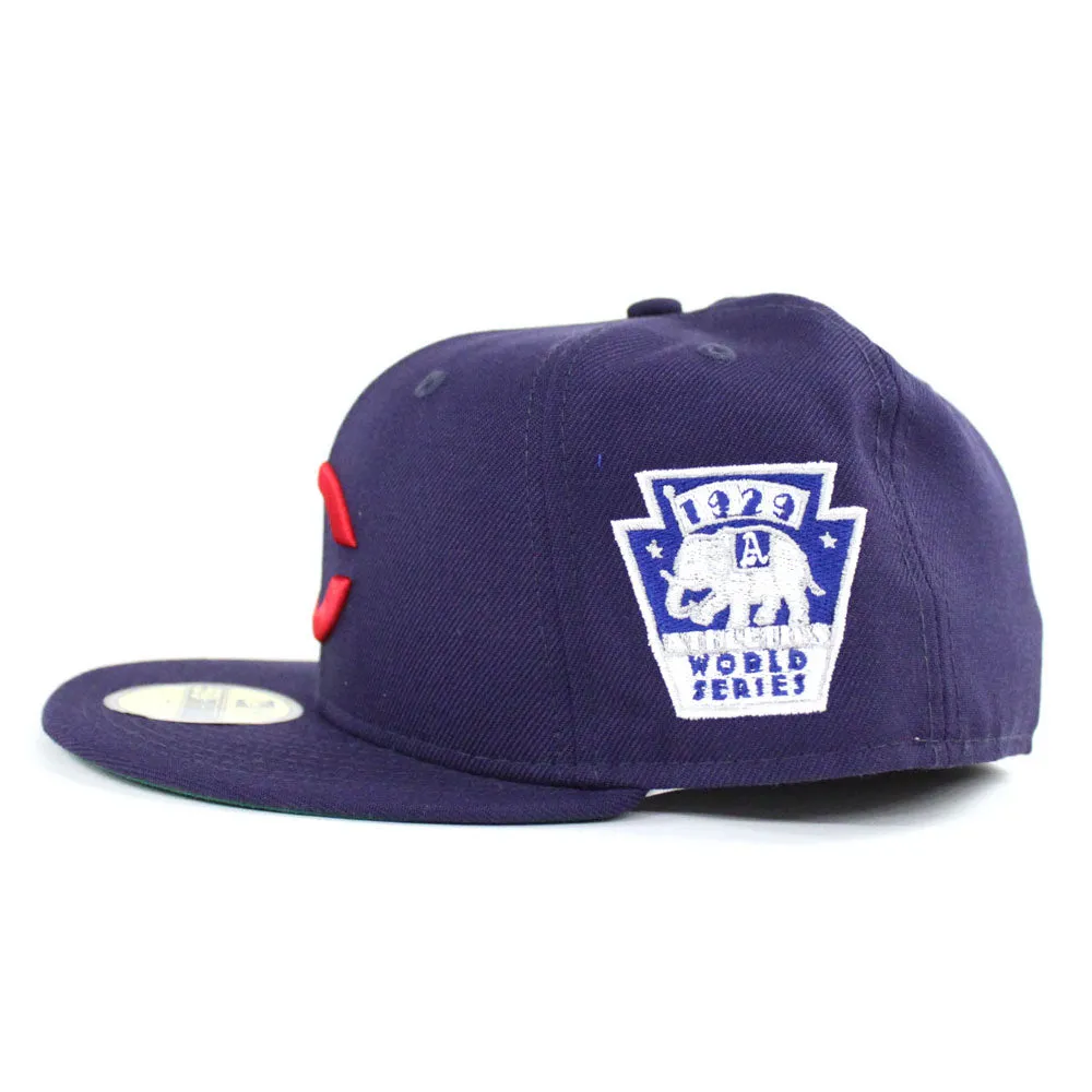 Chicago Cubs 1929 World Series 59Fifty New Era Fitted Hat (Navy Green Under Brim)