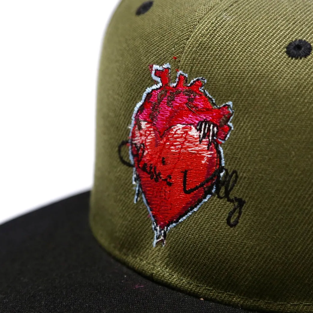 Classic Vally Heart Snapback - Olive