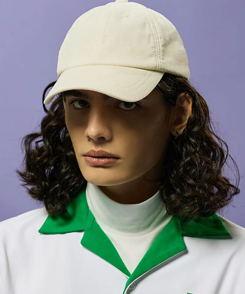 CREVE NINE: Script Logo Corduroy Ball Cap - Ivory