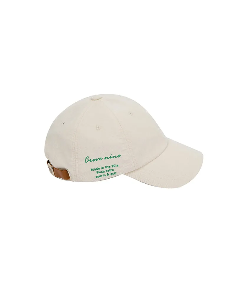 CREVE NINE: Script Logo Corduroy Ball Cap - Ivory