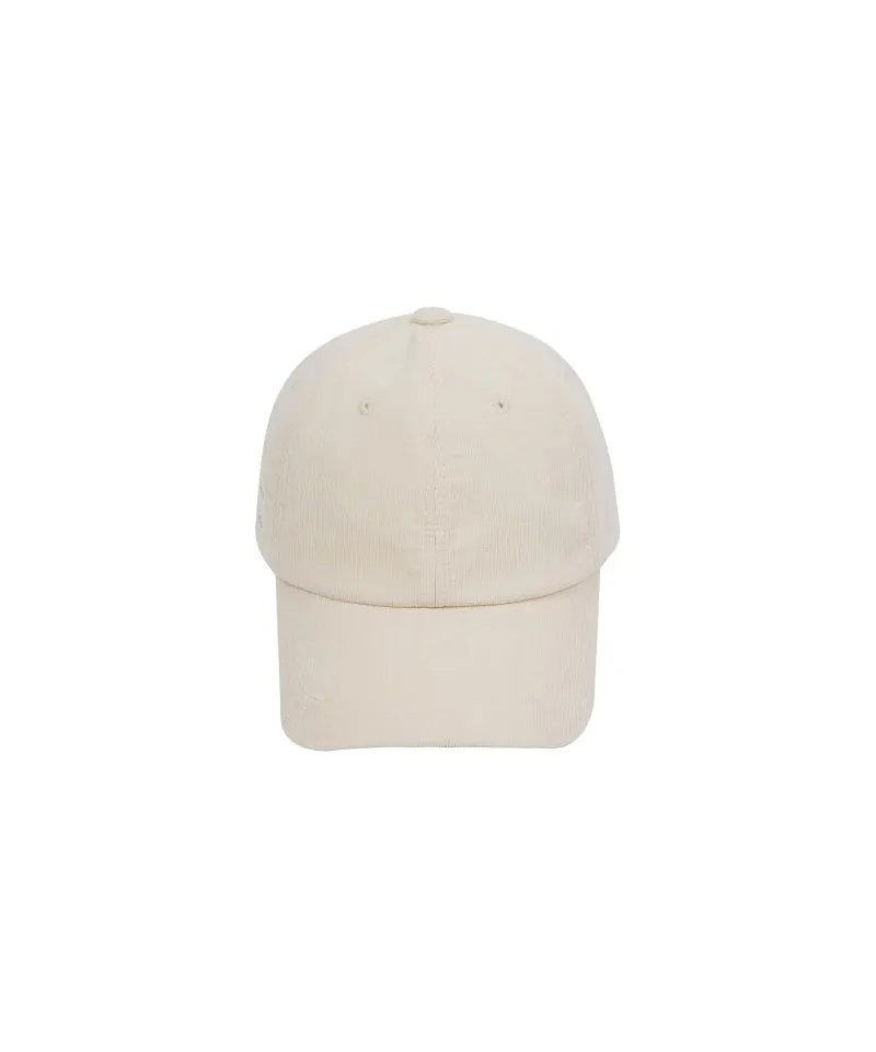 CREVE NINE: Script Logo Corduroy Ball Cap - Ivory