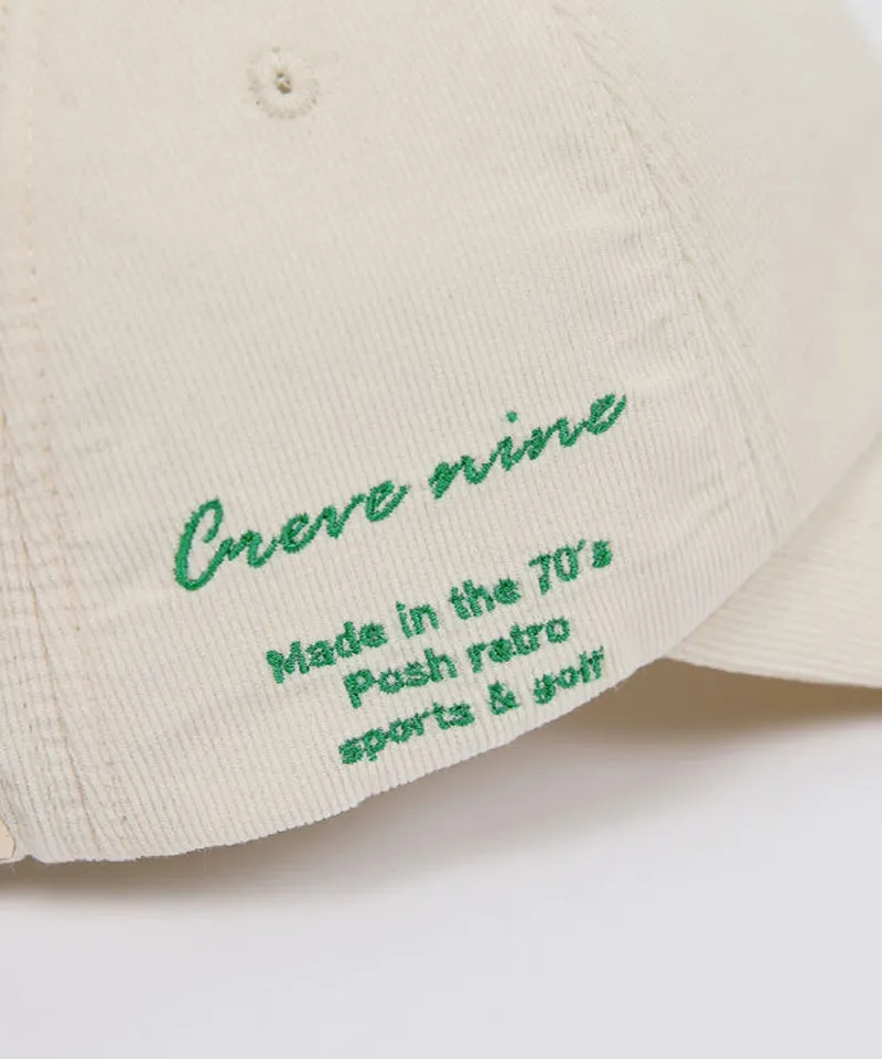 CREVE NINE: Script Logo Corduroy Ball Cap - Ivory