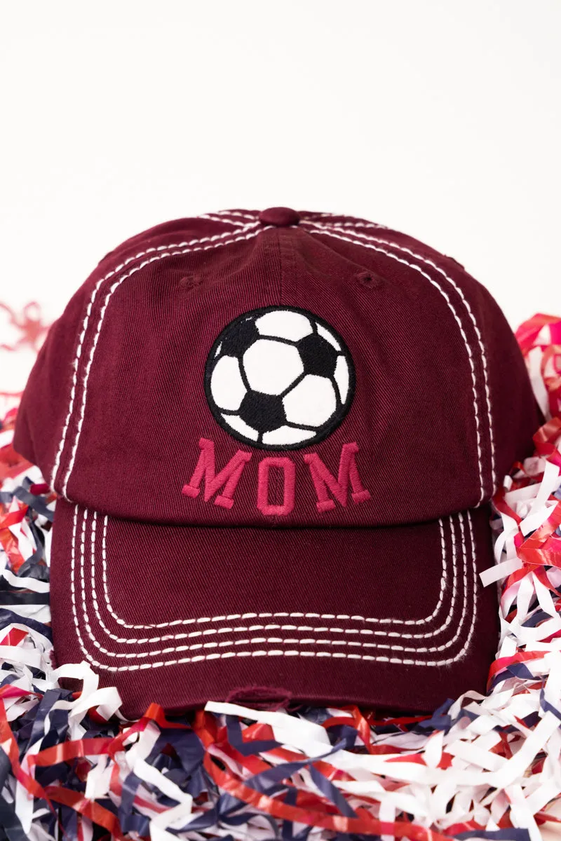 Distressed Maroon 'Soccer Mom' Cap