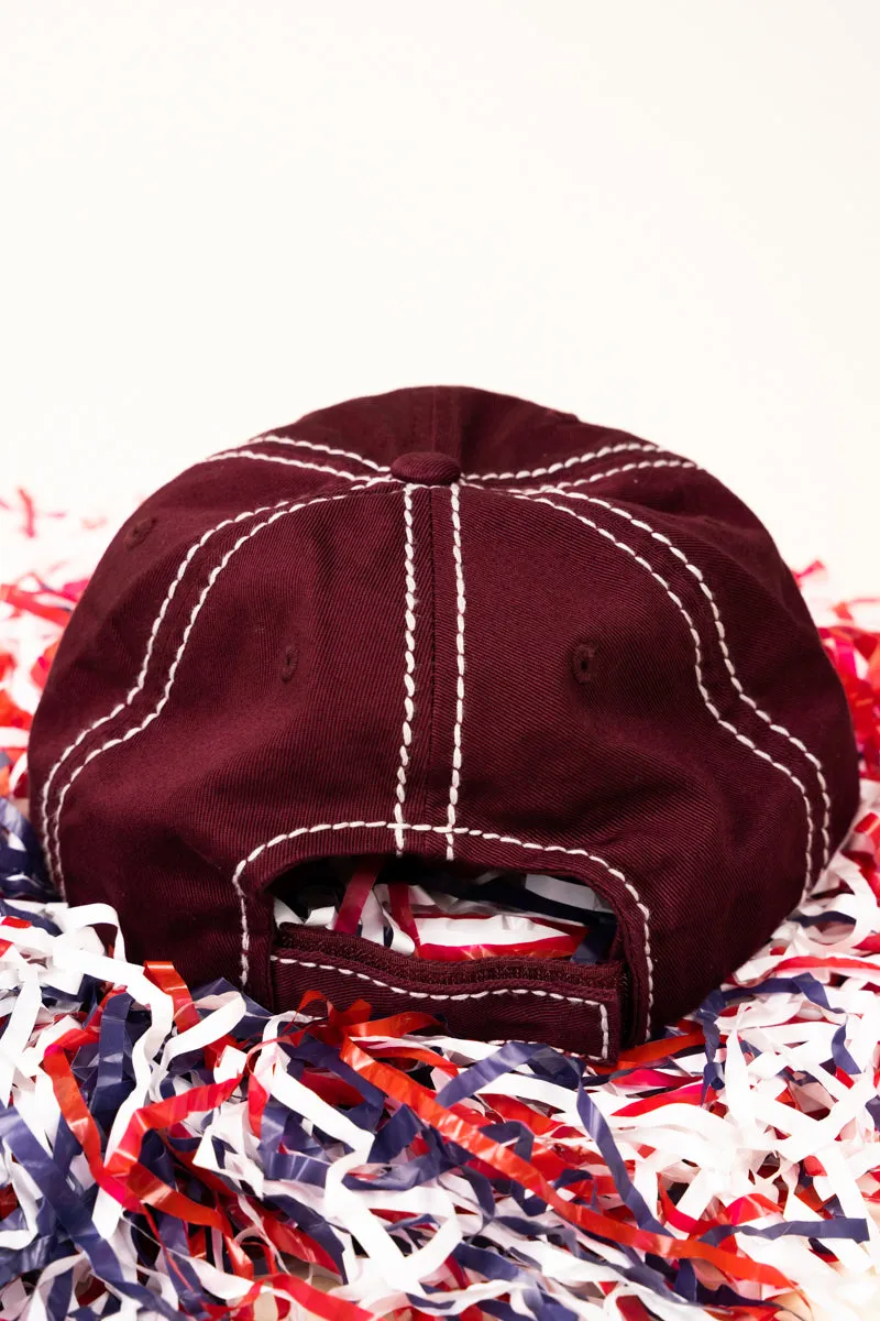 Distressed Maroon 'Soccer Mom' Cap