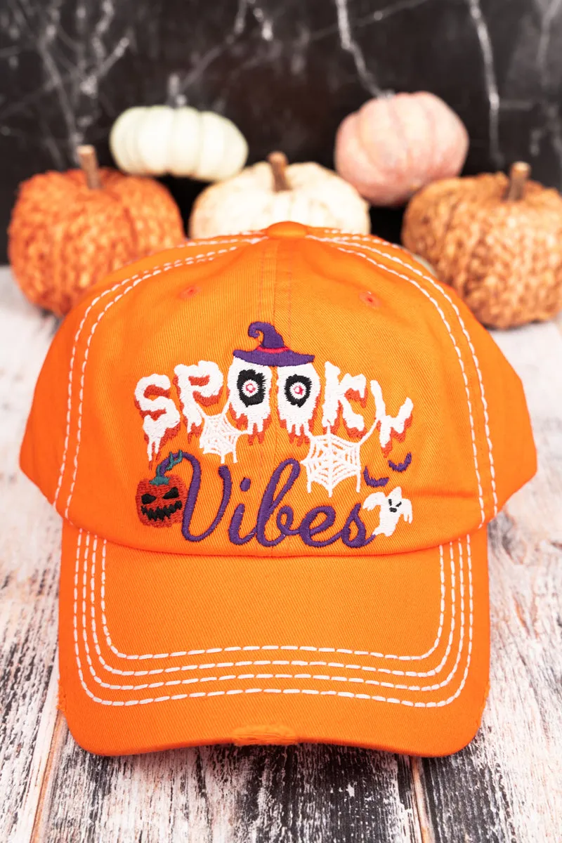 Distressed Orange 'Spooky Vibes' Cap