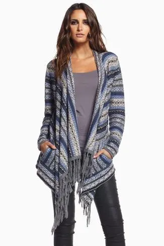 Elan | Blue Sweater Cardigan with Pockets
