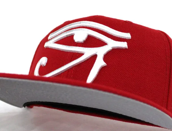 Eye of Horus New Era 59Fifty Fitted Hats (Red White Gray Under Brim)