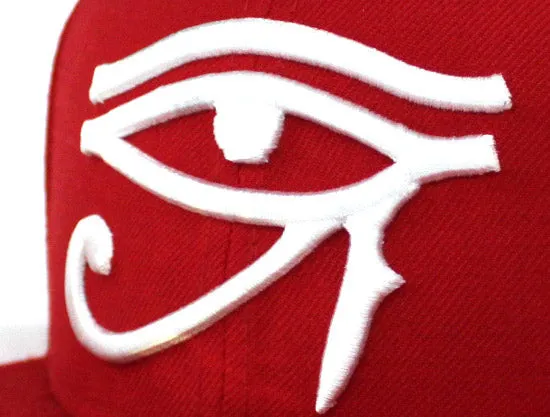 Eye of Horus New Era 59Fifty Fitted Hats (Red White Gray Under Brim)
