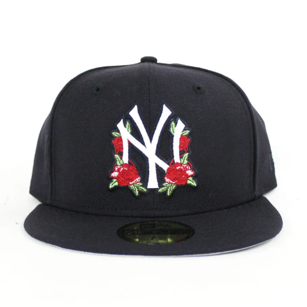 Floral New York Yankees New Era 59Fifty Fitted Hat (Navy Gray Under Brim)