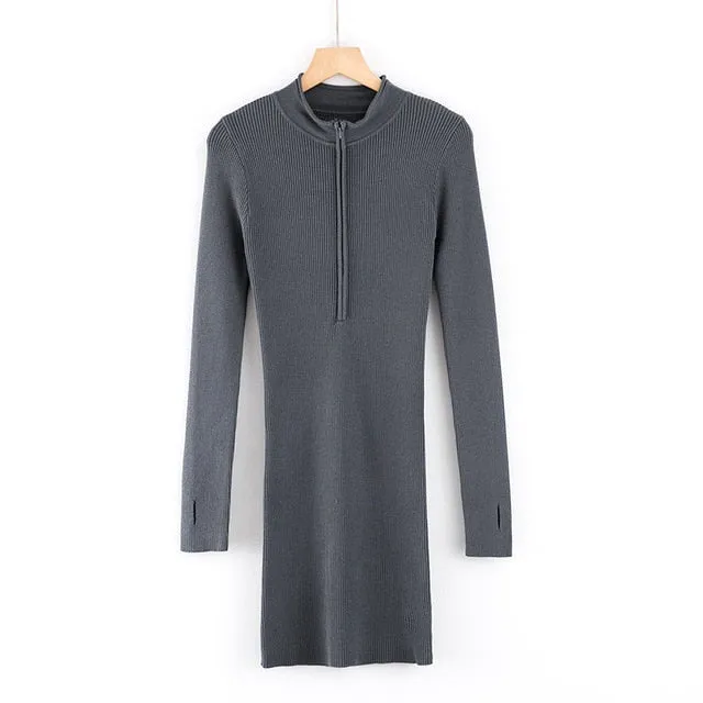 FOURBASIX Knit Zip Dress