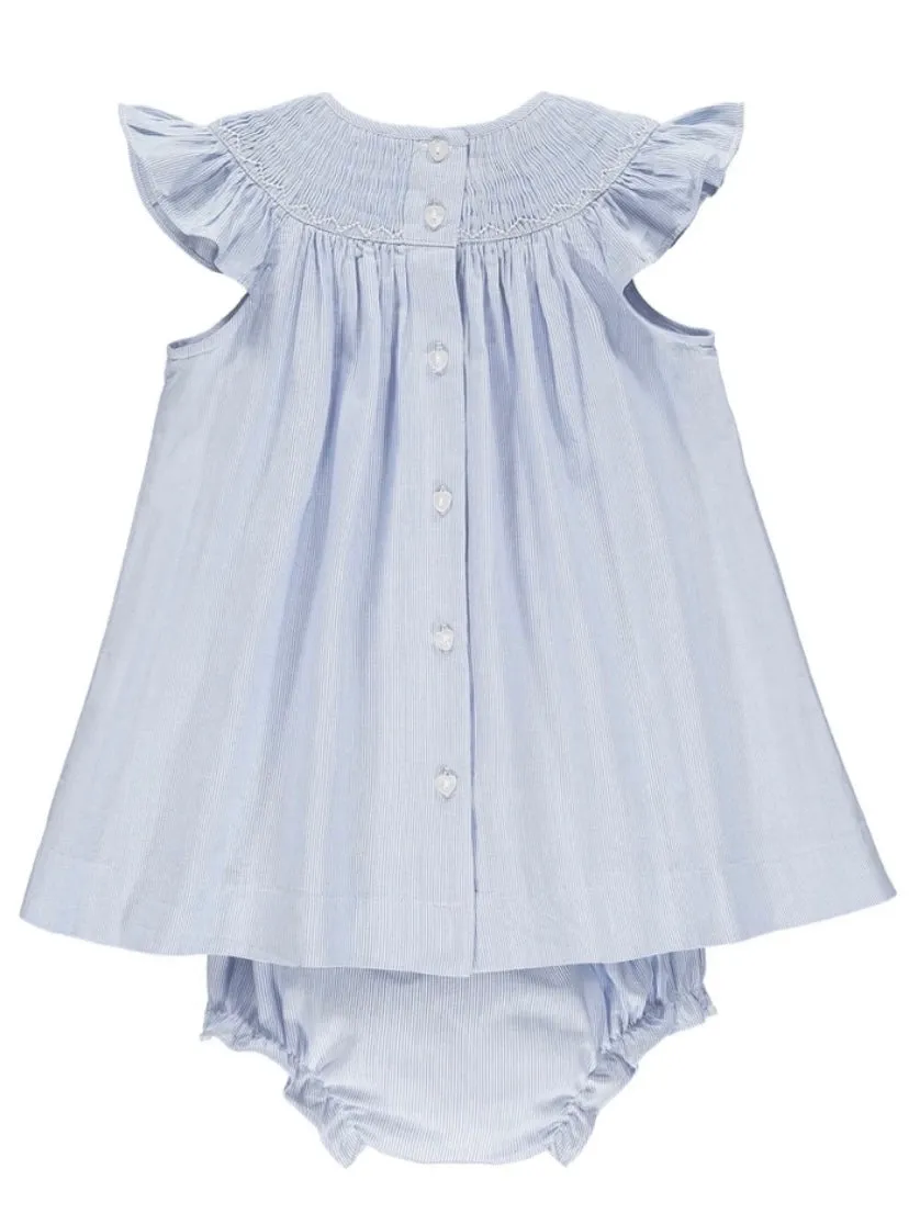 Frill Neck Baby Dress and matching Bloomers