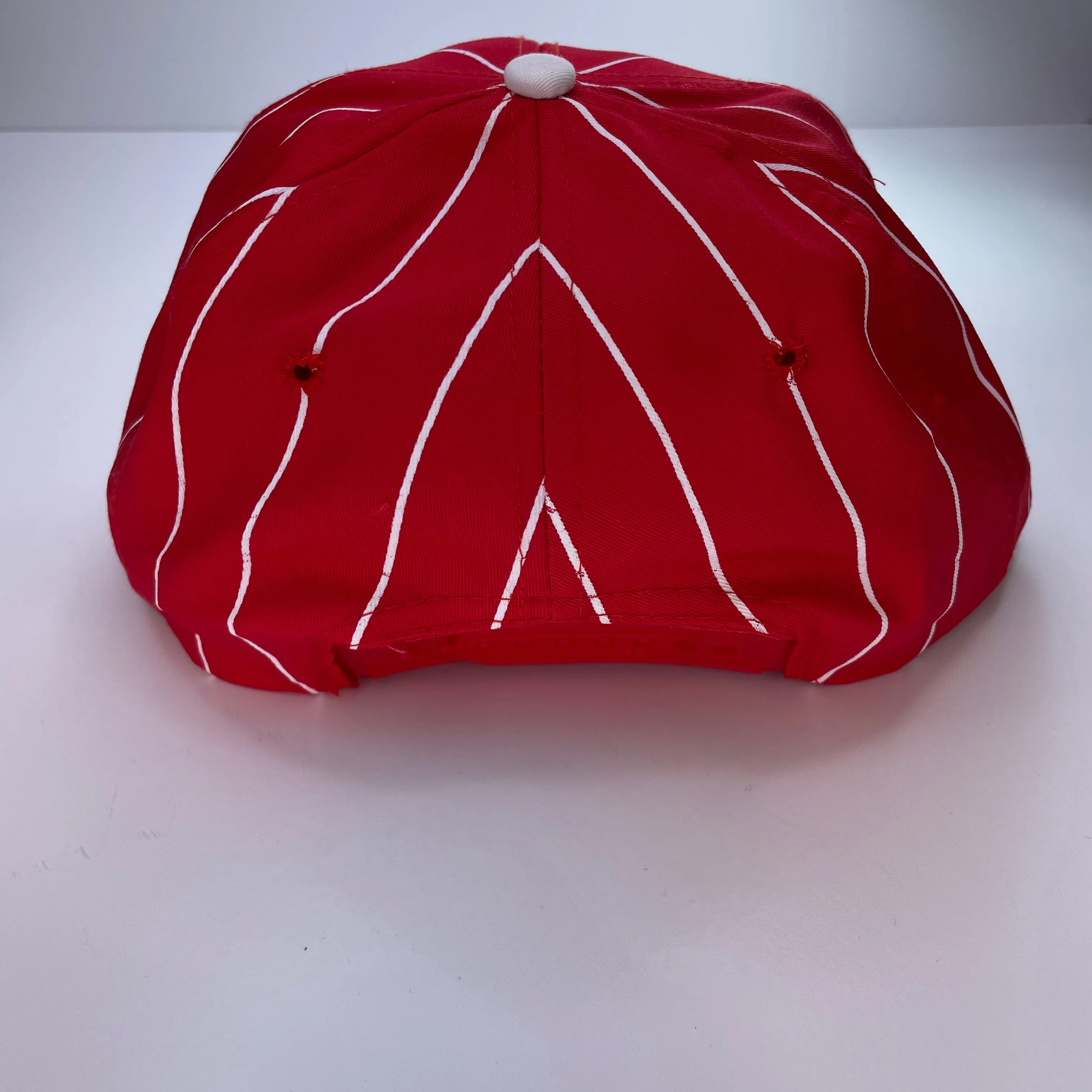 Georgia Script Vintage Red White Pinstripe Mid Crown Snapback Cap Hat Custom Embroidery