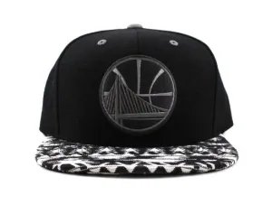 Golden State Warriors Mitchell & Ness Strapback Hats (Black White Gray)