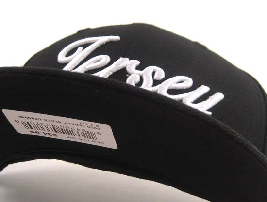 Jersey Script New Era 5950 Fitted Hats (BLACK WHITE)