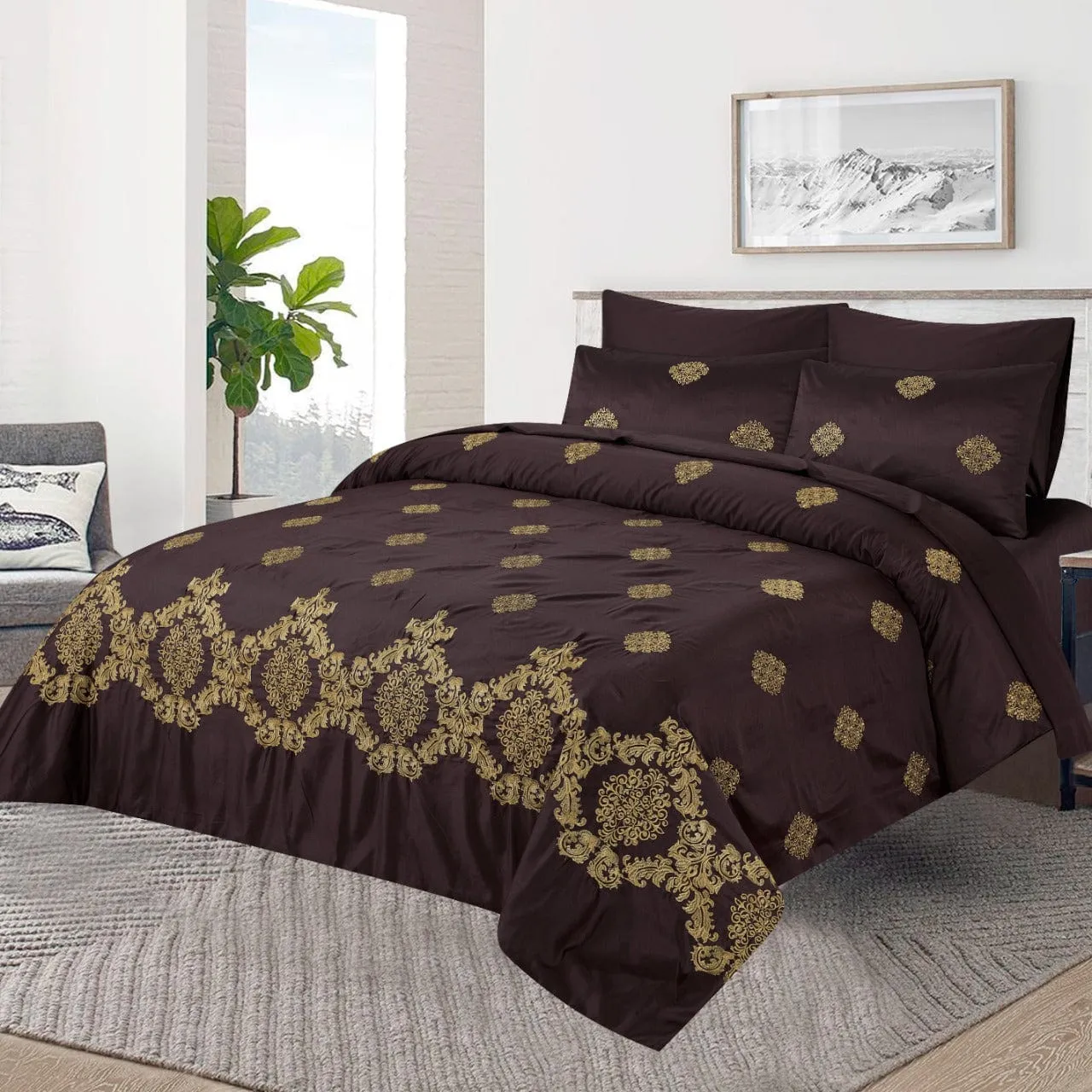 k0012- Embroidered Duvet Cover Set (Luxury Sateen).