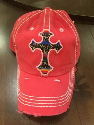 KBETHOS Vintage Hot Pink Leopard Multicolor Cross Hat
