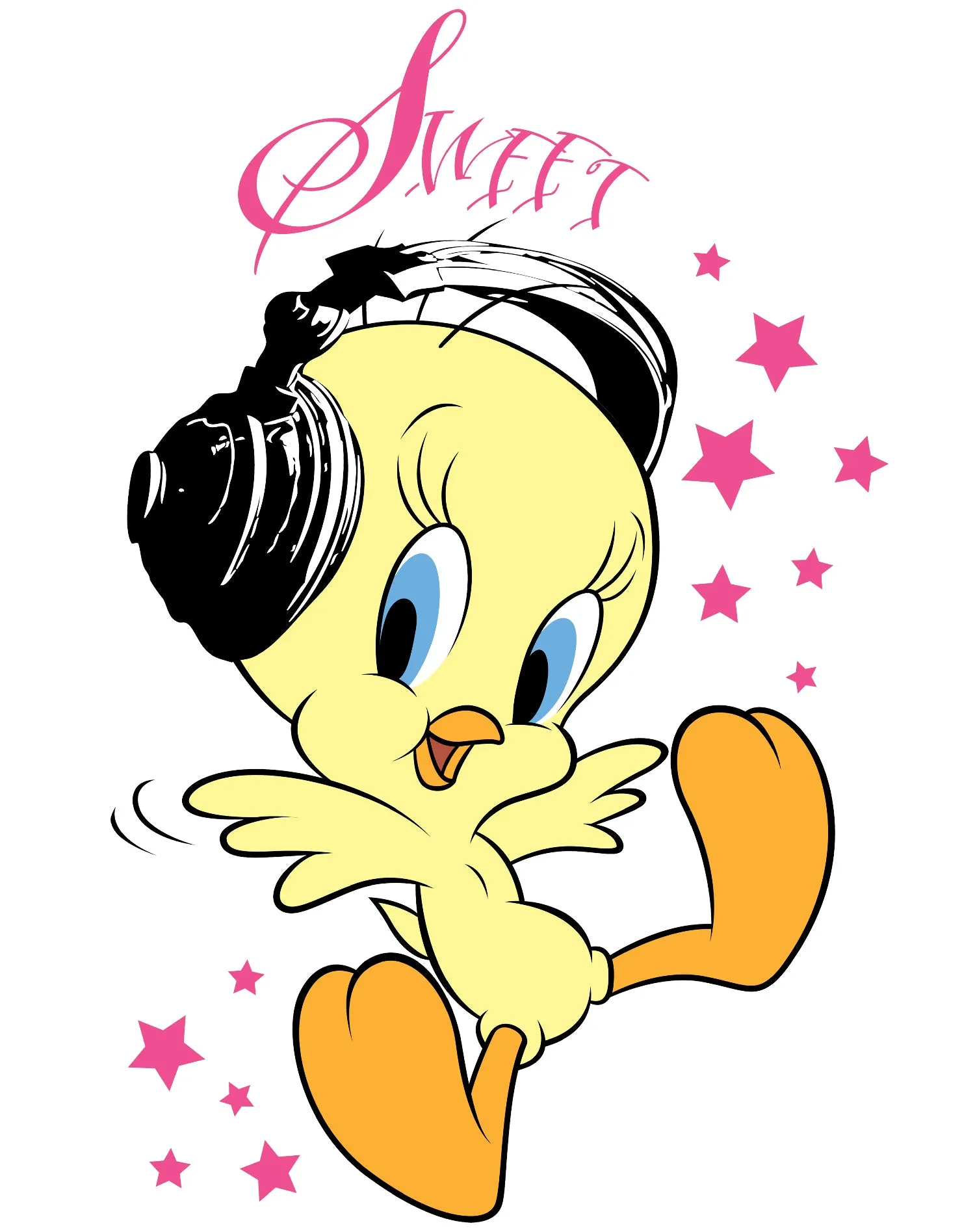 Looney Tunes Tweety Headphones Official Youth T-Shirt