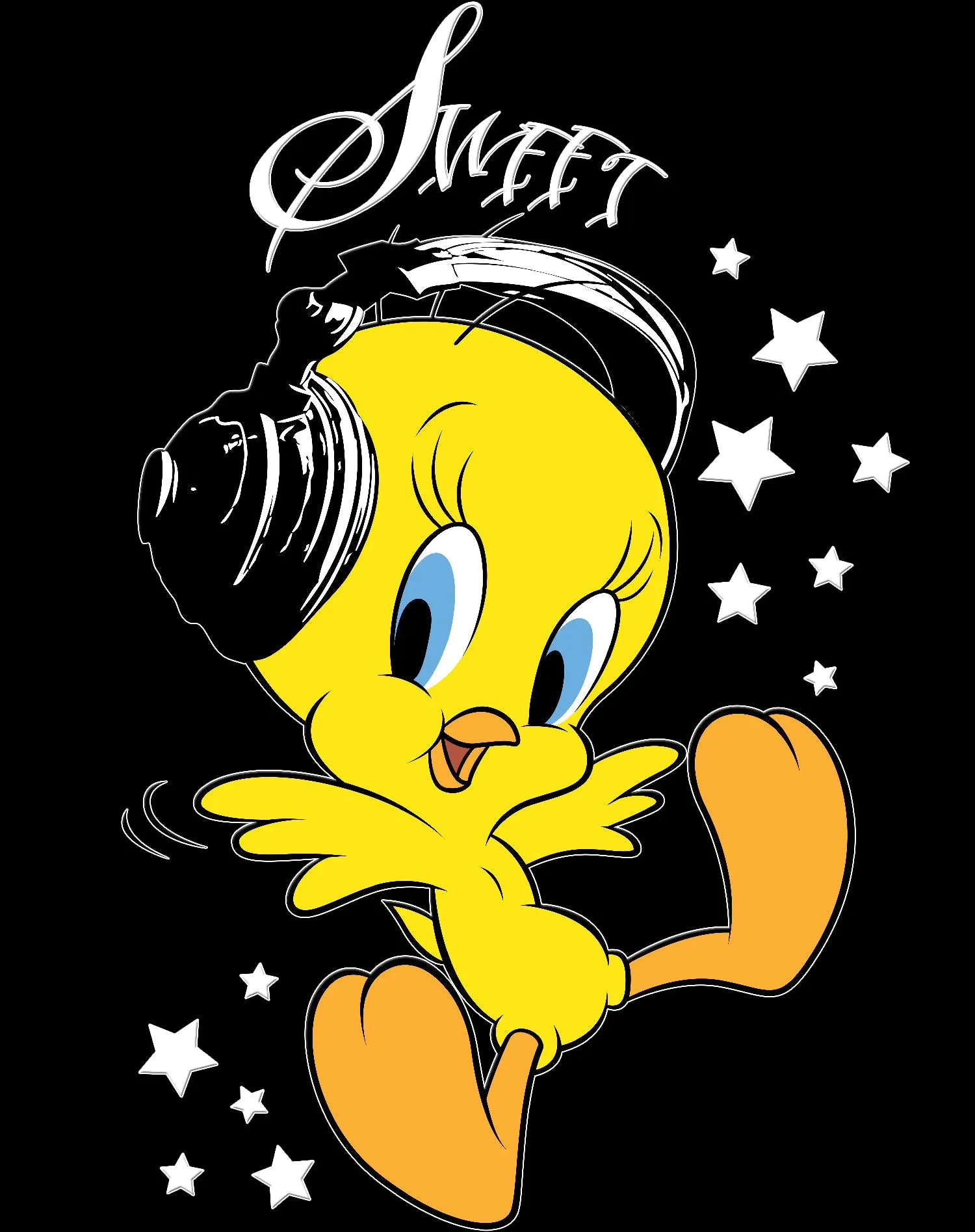 Looney Tunes Tweety Headphones Official Youth T-Shirt