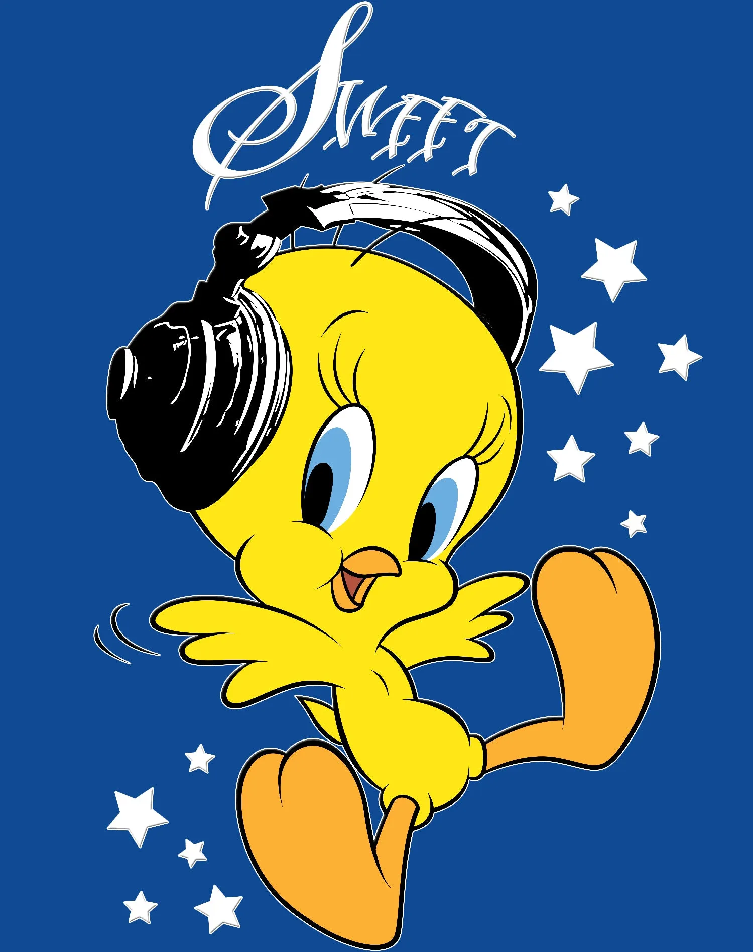 Looney Tunes Tweety Headphones Official Youth T-Shirt