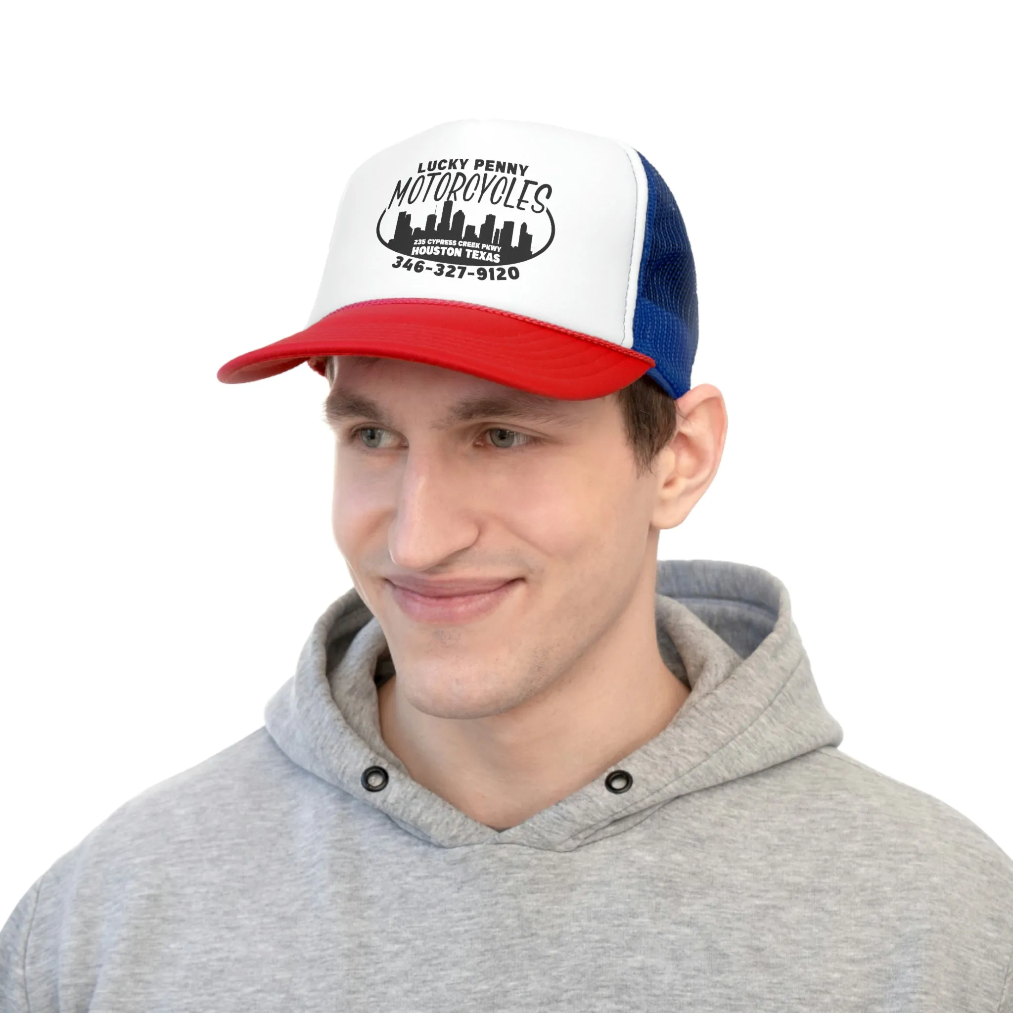 Lucky Penny Cycles Houston Skyline Trucker Cap