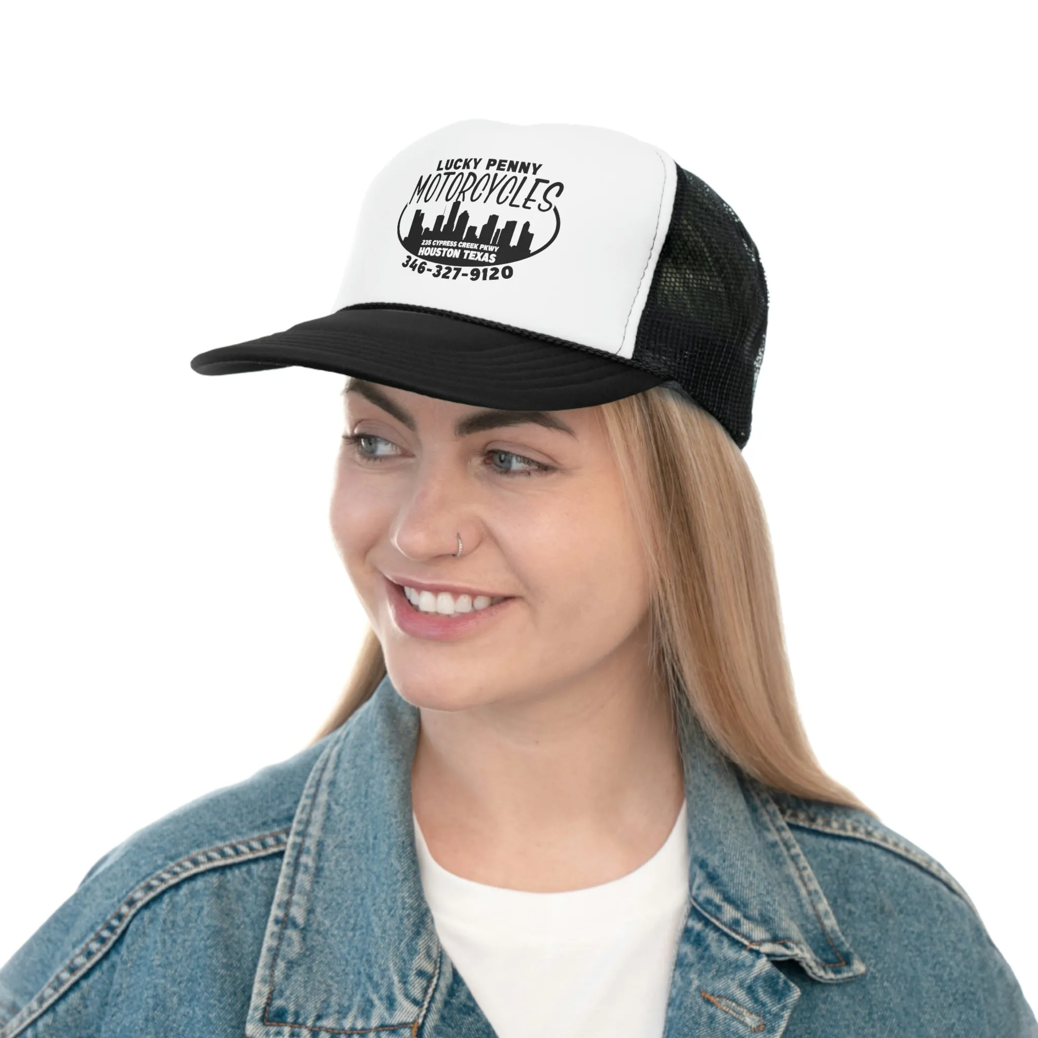 Lucky Penny Cycles Houston Skyline Trucker Cap