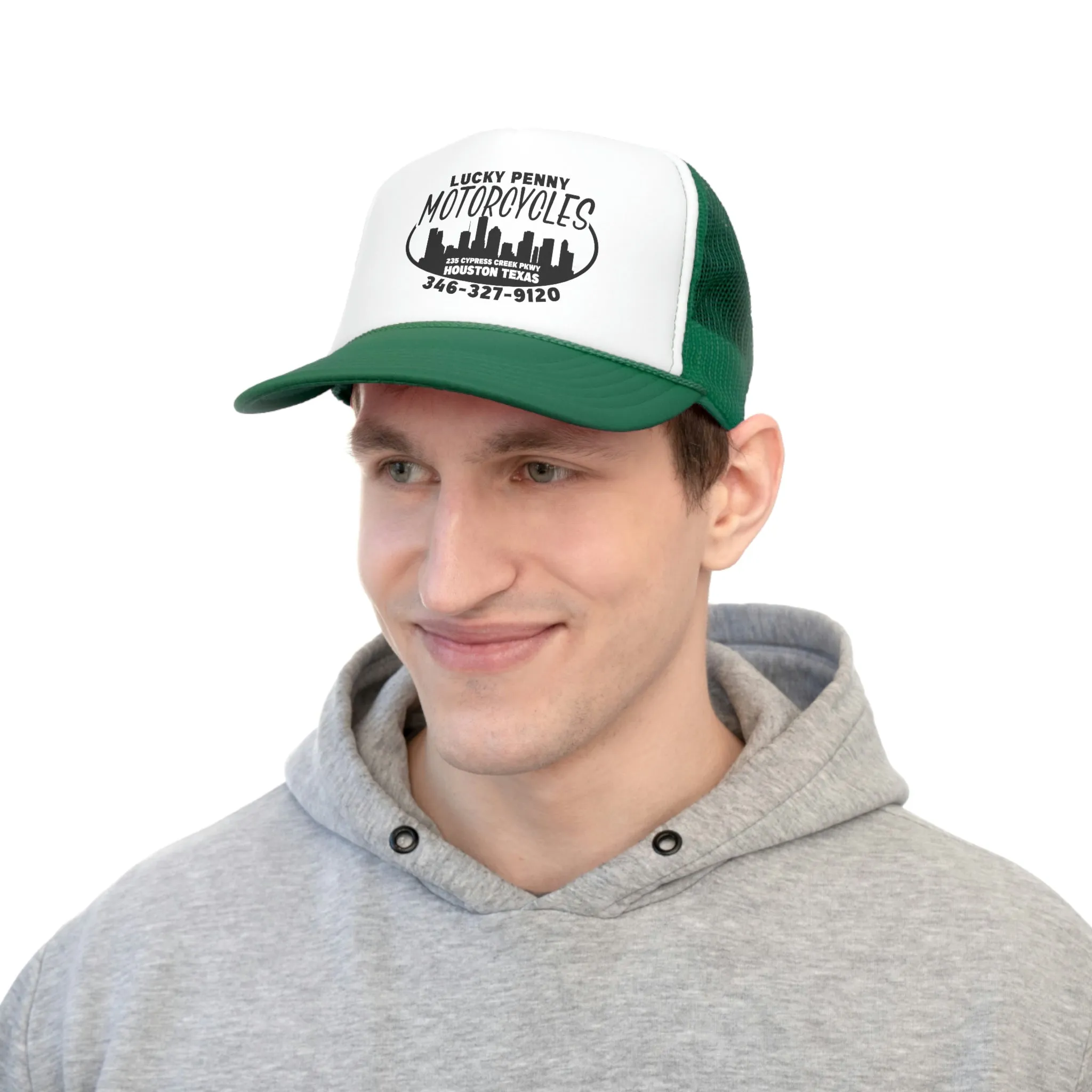 Lucky Penny Cycles Houston Skyline Trucker Cap