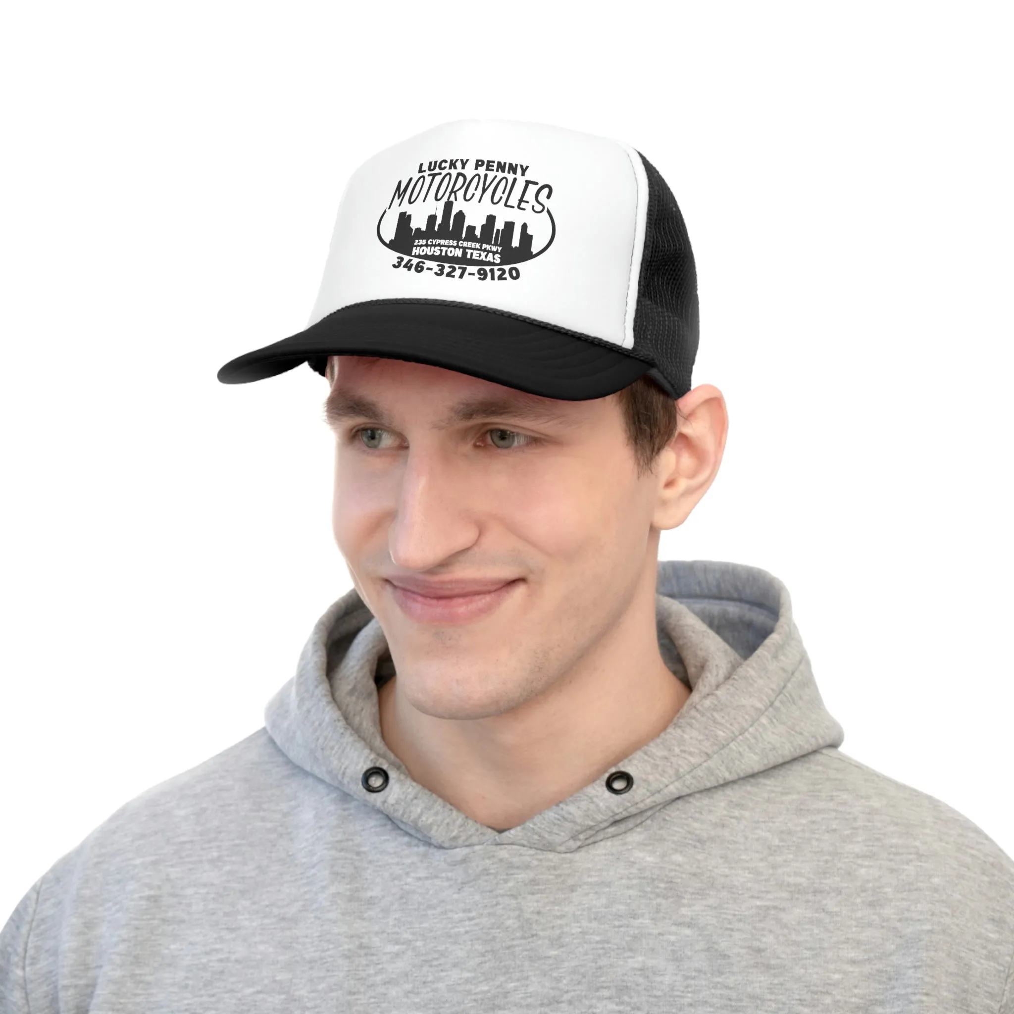 Lucky Penny Cycles Houston Skyline Trucker Cap